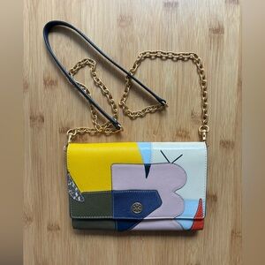 Tory Burch Robinson Convertible Mixed-Media Shoulder Bag